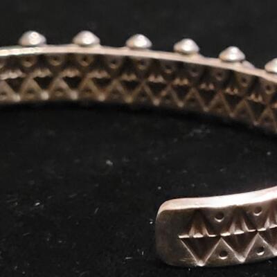 Lot 153: Navajo Sterling & Coral Stamped Cuff Bracelet