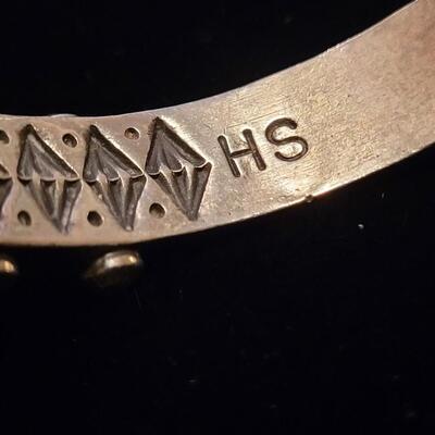 Lot 153: Navajo Sterling & Coral Stamped Cuff Bracelet