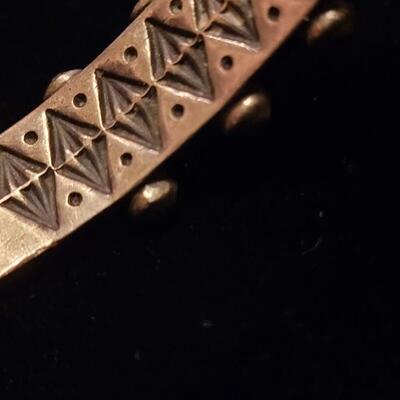 Lot 153: Navajo Sterling & Coral Stamped Cuff Bracelet