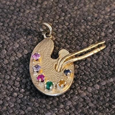 Lot 156: Vintage 14k Gold Necklace Bracelet Pendant Charm OILS ARTIST PALLETTE