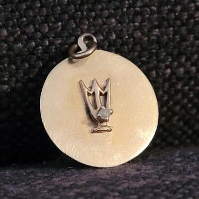 Lot 158: Vintage 14k Yellow Gold Sorority Medallion w/ Seed Pearl Accent