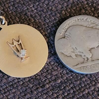 Lot 158: Vintage 14k Yellow Gold Sorority Medallion w/ Seed Pearl Accent
