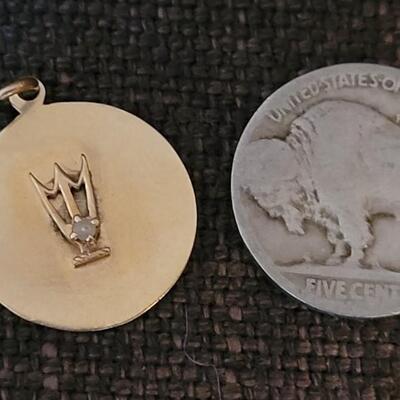 Lot 158: Vintage 14k Yellow Gold Sorority Medallion w/ Seed Pearl Accent