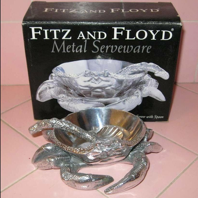 MS New Fitz Floyd Metal Serving Bowl Crab Melted Butter Serving Dish NEWFitz