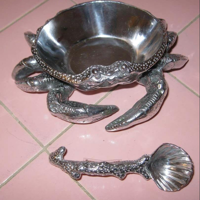 MS New Fitz Floyd Metal Serving Bowl Crab Melted Butter Serving Dish NEWFitz