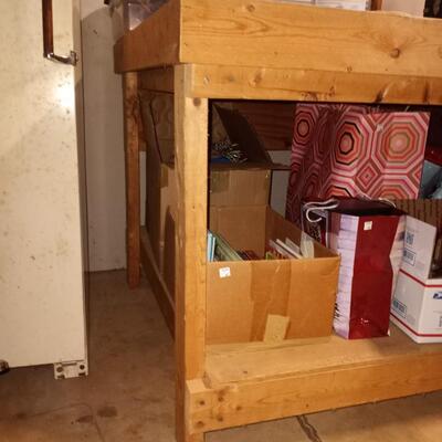 Huge wooden work bench table (items on or near table are NOT included)