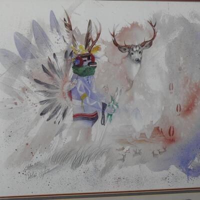 Deer & Hunter Watercolor Print