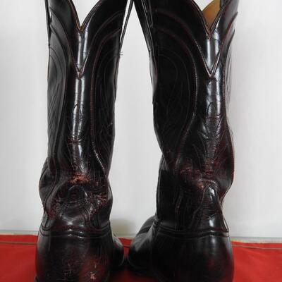 Pair of menâ€™s leather cowboy boots by Lucchese of San Antonio