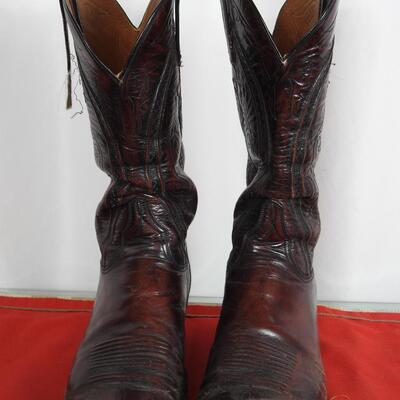 Pair of menâ€™s leather cowboy boots by Lucchese of San Antonio
