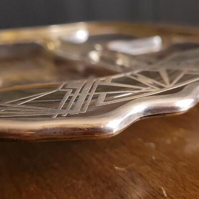 Lot 162: Antique Sterling Silver Inlay Fancy Glass Serving Dish Portioned