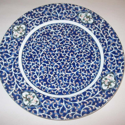 MS 2 Dinner Plates Neiman Marcus Japanese Decoration Cobalt Blue