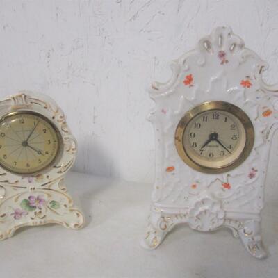 Vintage Mercedes Ceramic Mantel, Desk Clock - Made in Germany & Park Sherman Mantle Clock