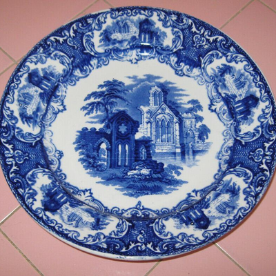 MS Antique Flow Blue Dinner Plate Holland "Abbey" by Petrus Regout