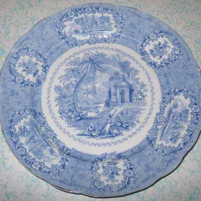 MS Antique Transferware Dinner Plate Oriental Pattern by Ridgways 1891 England