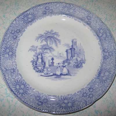 MS 1850 Antique Ironstone Dinner Plate Mullberry / Purple Isola Belle by Adams England