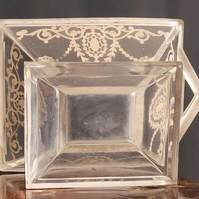 Lot 165: Antique HEISEY Sterling Silver Inlay Candy Dish