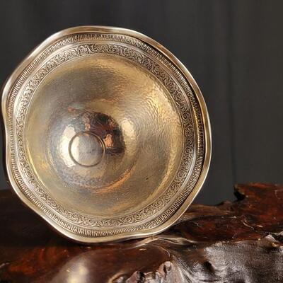 Lot 167: Vintage Sterling Silver Chased & Scalloped Edge Dish