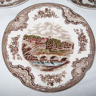 MS Antique 8 Johnson Brothers Bread Plates Old British Castles