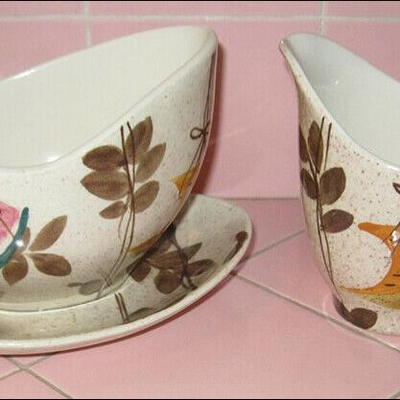 MS MCM Red Wing Tampico Gravy Boat & Creamer 1955 Hand Painted