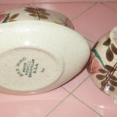 MS MCM Red Wing Tampico Gravy Boat & Creamer 1955 Hand Painted
