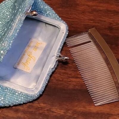 Lot 178: (2) Vintage Handbags & a Coin Purse- 2 Beaded and 1 Black Fabric
