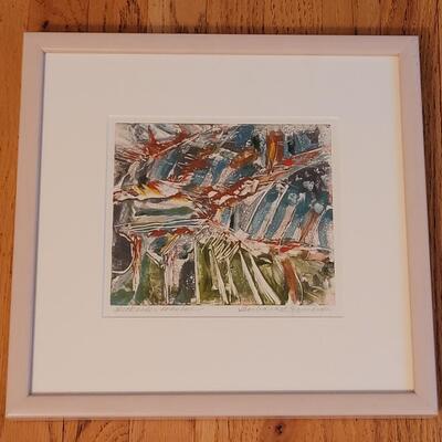 Lot 184: Original Monoprint Artwork "Dockside Coastal" by BARBARA LEYENDECKER