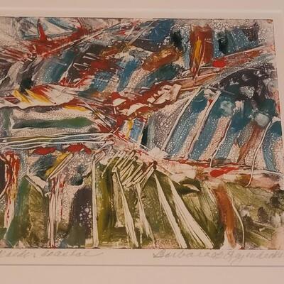 Lot 184: Original Monoprint Artwork "Dockside Coastal" by BARBARA LEYENDECKER