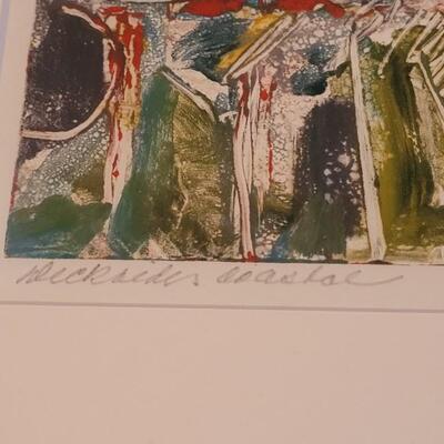 Lot 184: Original Monoprint Artwork "Dockside Coastal" by BARBARA LEYENDECKER