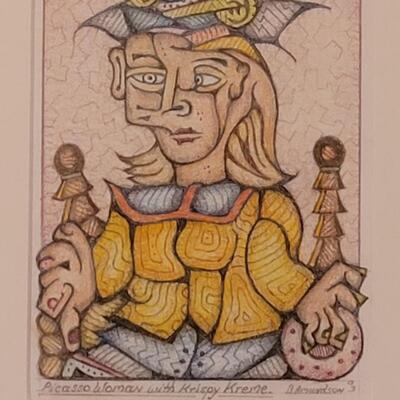 Lot 188: Original Artwork "Picasso Woman with Krispy Kreme" by BILL AMUNDSON