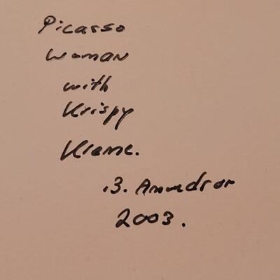 Lot 188: Original Artwork "Picasso Woman with Krispy Kreme" by BILL AMUNDSON