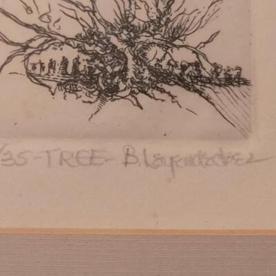Lot 194: Original Etching Artwork " Tree" by BARBARA LEYENDECKER
