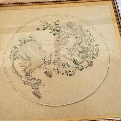 Lot #232  Needlework Unicorn in Frame