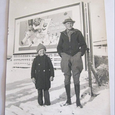 MS Vintage 1930s Photo / Print Man & Boy Standard Oil Billboard 8x10