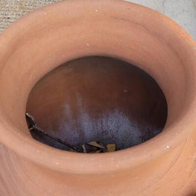 Lot 201: Vintage Large Terracotta Vase with a Cow