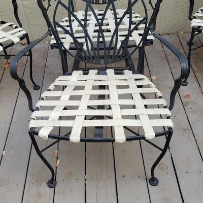 Lot 205: Vintage Outdoor Metal Chairs with Woven Seat and Cushions