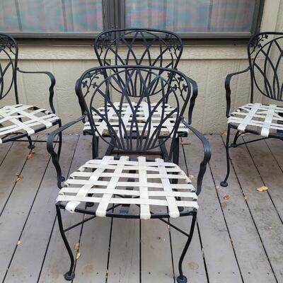 Lot 205: Vintage Outdoor Metal Chairs with Woven Seat and Cushions