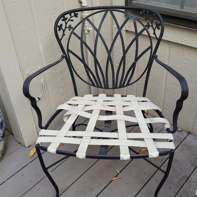 Lot 205: Vintage Outdoor Metal Chairs with Woven Seat and Cushions