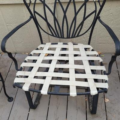 Lot 205: Vintage Outdoor Metal Chairs with Woven Seat and Cushions