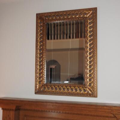Beautiful Large Beveled Mirror in Gold Frame
