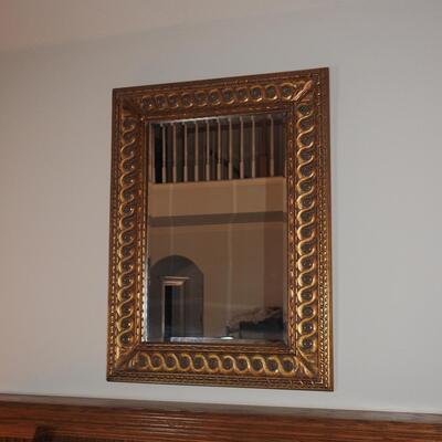 Beautiful Large Beveled Mirror in Gold Frame