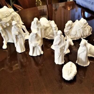 Lot #241  Vintage White Ceramic Nativity Set