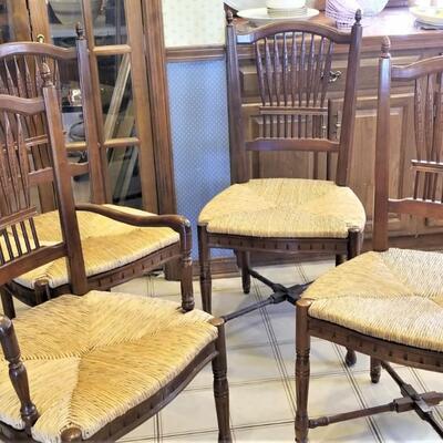 Lot #243  Group of 4 Arrowback Chairs - Rush Seats