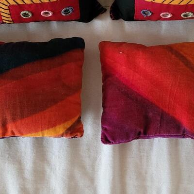 Lot 209: (2) Sheesha Style Pillows and 2 Small Velvet Pillows