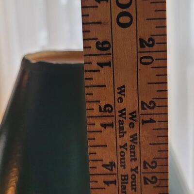 Lot 225: Small Brass and Green Enamel Lamp