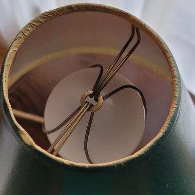 Lot 225: Small Brass and Green Enamel Lamp