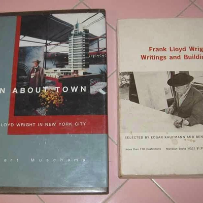 MS 2 Bks Frank Lloyd Wright Writings Drawings 1960 + FLW "Man About Town" Muschamp