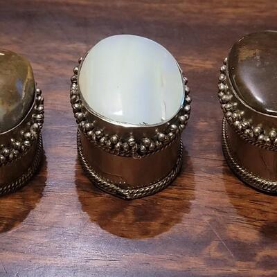Lot 237: (3) Stone & Mother of Pearl Covered Boxes
