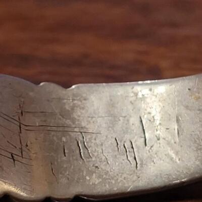 Lot 245: Old Pawn Navajo Sterling Stamped Turquoise Cuff Bracelet