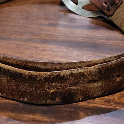 Lot 246: Old Pawn Navajo Sterling Belt Buckle and Leather Belt