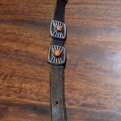 Lot 247:  Vintage Sterling and Coral Concho Belt